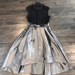 Adrianna Papell Black and Silver High Low Dress